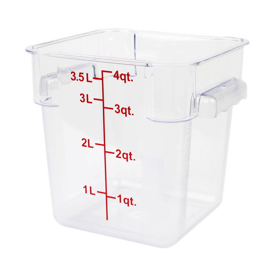 Thunder Group PLSFT004PC 4-Quart Polycarbonate Square Food Storage Containers, Clear