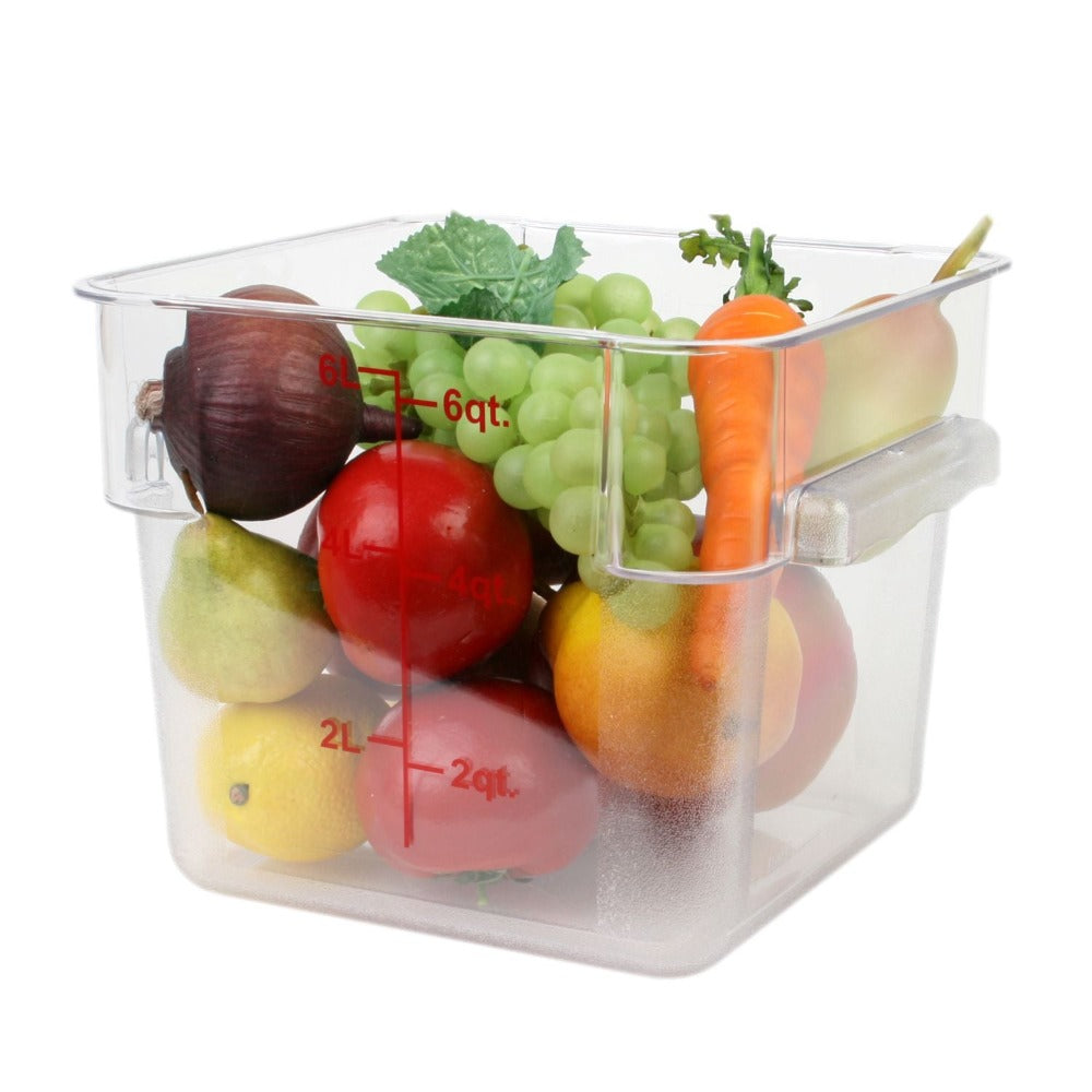 Thunder Group PLSFT006PC 6-Quart Polycarbonate Square Food Storage Containers, Clear