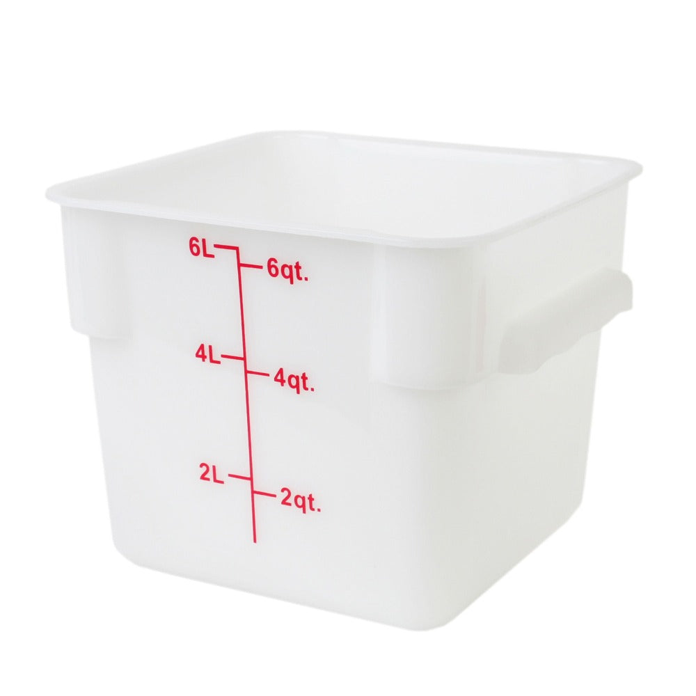 Thunder Group PLSFT006PP 6-Quart Plastic Square Food Storage Containers, White