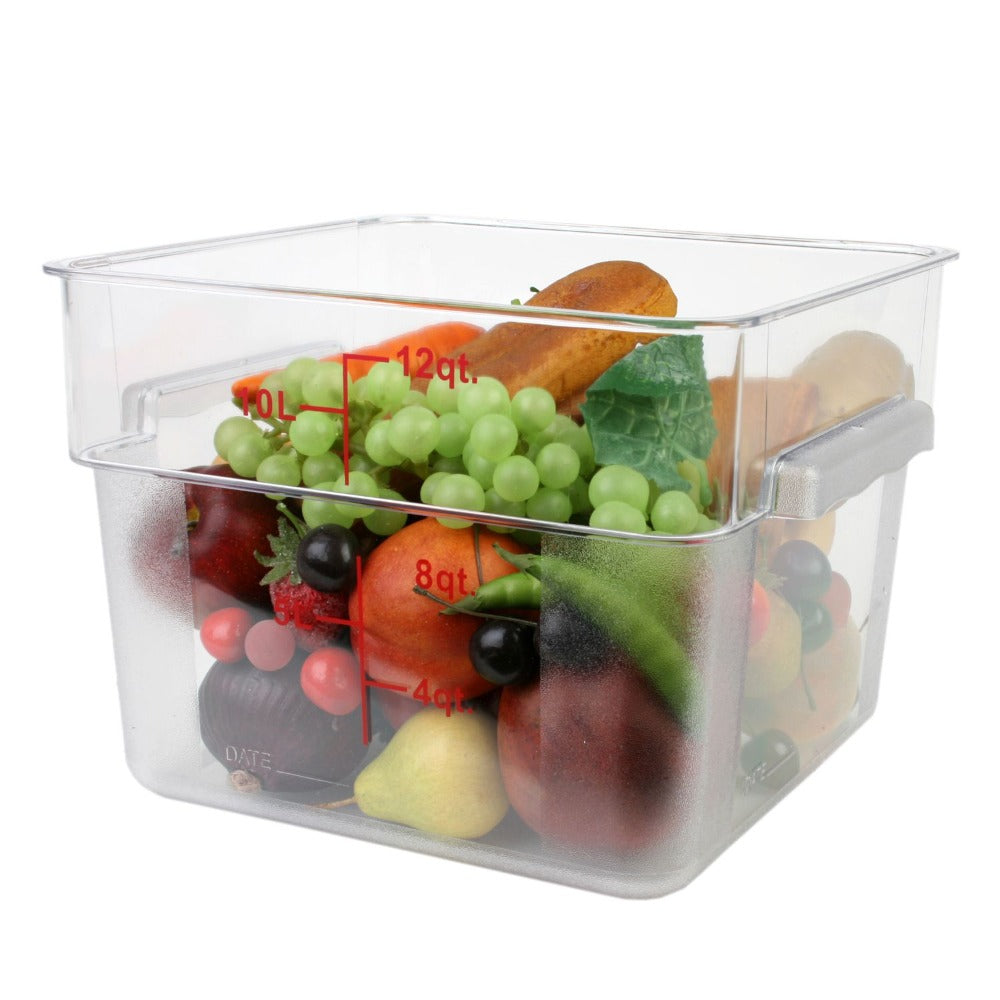 Thunder Group PLSFT012PC 12-Quart Polycarbonate Square Food Storage Containers, Clear