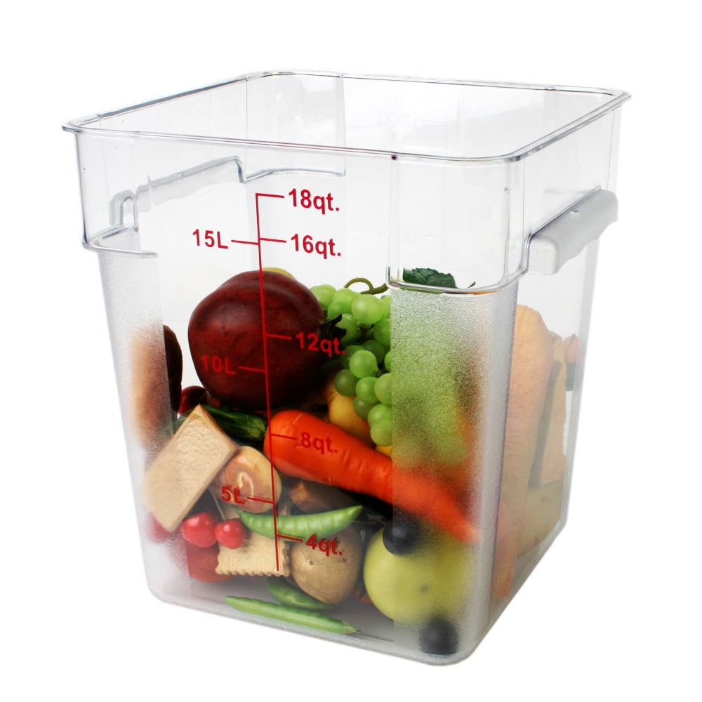 Thunder Group PLSFT018PC 18-Quart Polycarbonate Square Food Storage Containers, Clear