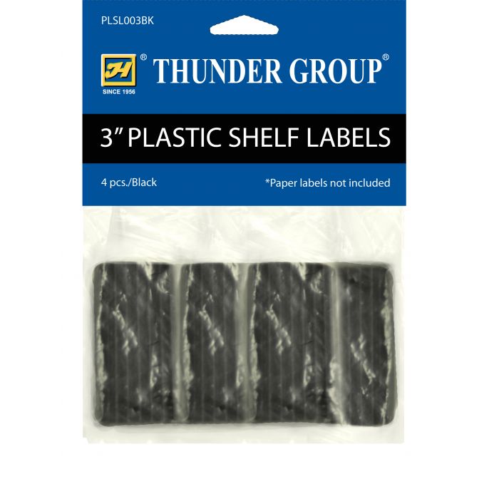 Thunder Group PLSL003BK 3" Black Plastic Shelf Label, Pack Of 4