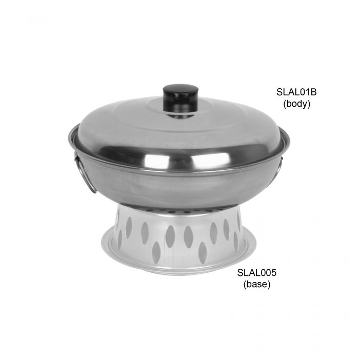 Thunder Group SLAL01A 7.5-Inch Stainless Steel Alcohol Wok Set (Lid, Body and Base)
