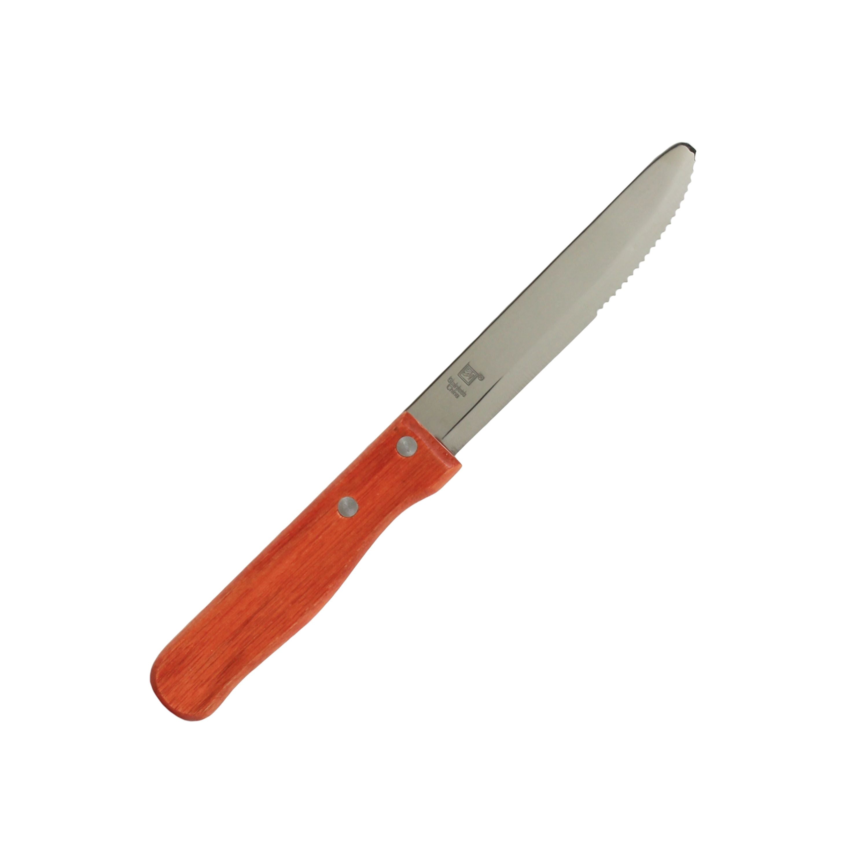 Thunder Group SLSKGK001 5" Blade Round Tip Jumbo Knife with Wooden Handle