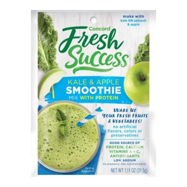 Concord Farms Kale & Apple Smoothie Mix with Protein (VALUE Pack of 18 Pouches)