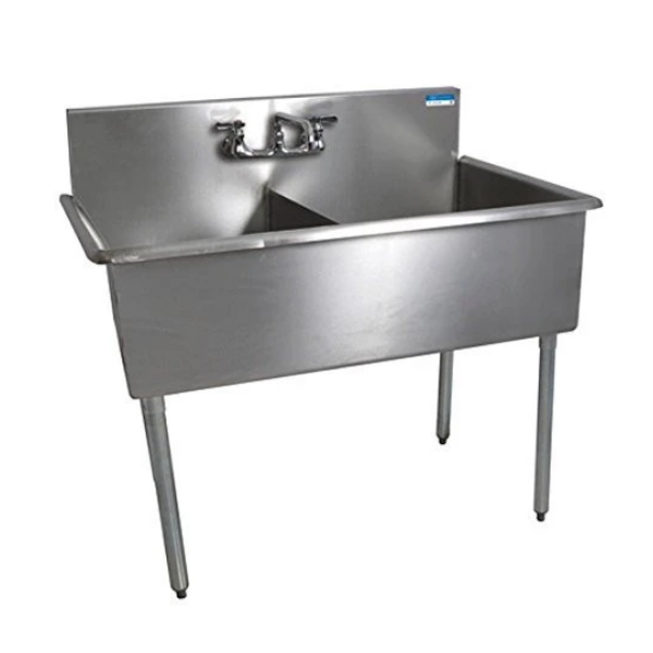 BK Resources 2-Compartment Sink 18" x 18" - 39" Overall