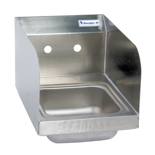 BK Resources (BKHS-W-SS-SS) SM Space Saver Hand Sink 2 Hole With Side Splashes