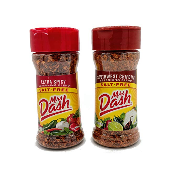 Mrs Dash Salt Free Seasoning Extra Spicy and Southwest Chipotle Bundle, 2.5 Ounce Bottles, 1 Each Fl
