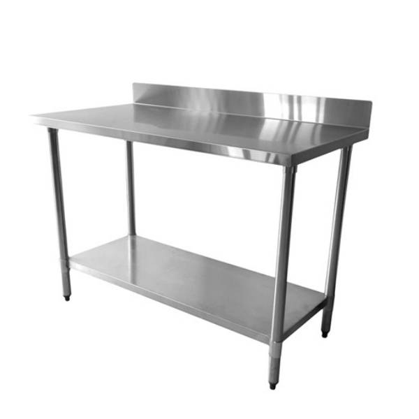 Thunder Group SLWT42472F4, 24" x 72" x 35", Flat Top Worktable with Flat Edges and 4" Backsplash
