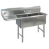 BK Resources 2 Compartment Sink 8 X 18 X 12D 18" Left Drainboard With Stainless Steel Legs & Bracing