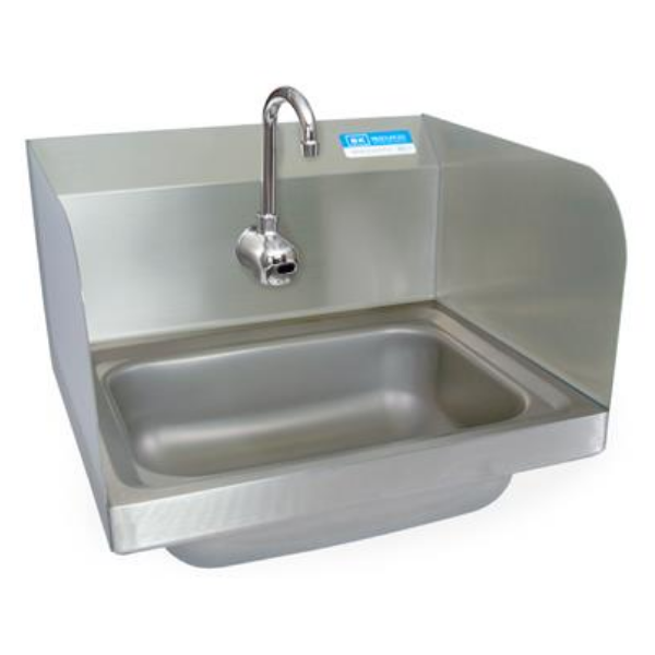 BK Resources (BKHS-W-1410-1-SS-P-G) SM Hand Sink 1 Hole With Side Splashes Sensor Faucet