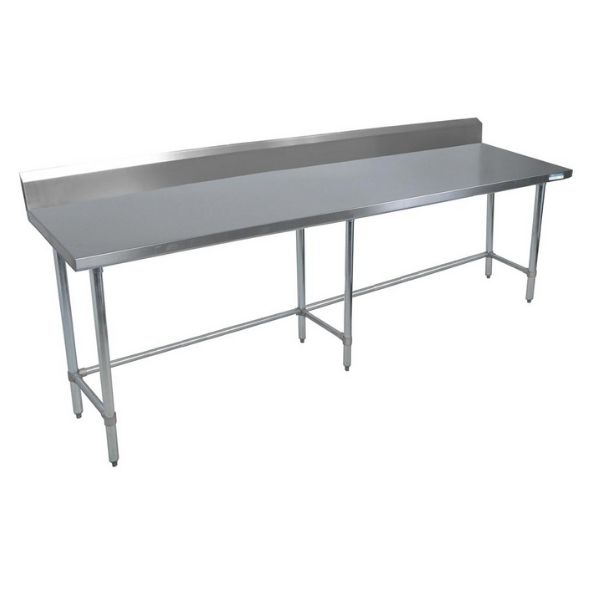 BK Resources (SVTR5OB-8430) 84" X 30" T-430 18 GA Table Stainless Steel 5" Riser Open Base