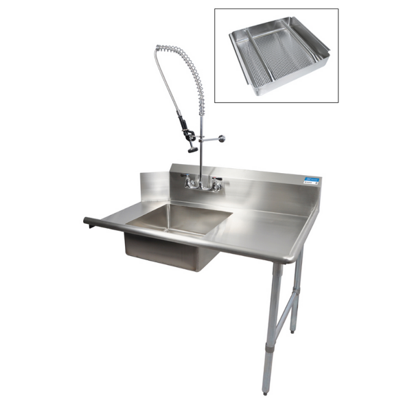 BK Resources (BKSDT-72-R-P3-G) 72" Soiled Dishtable Right Kit With Faucet