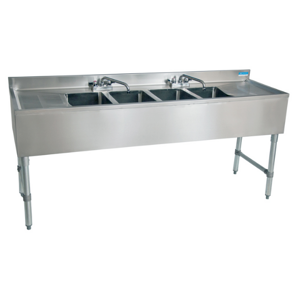 BK Resources OBSD Compartment Underbar Sink 72"OAL 10X14X10D BOWLS SS