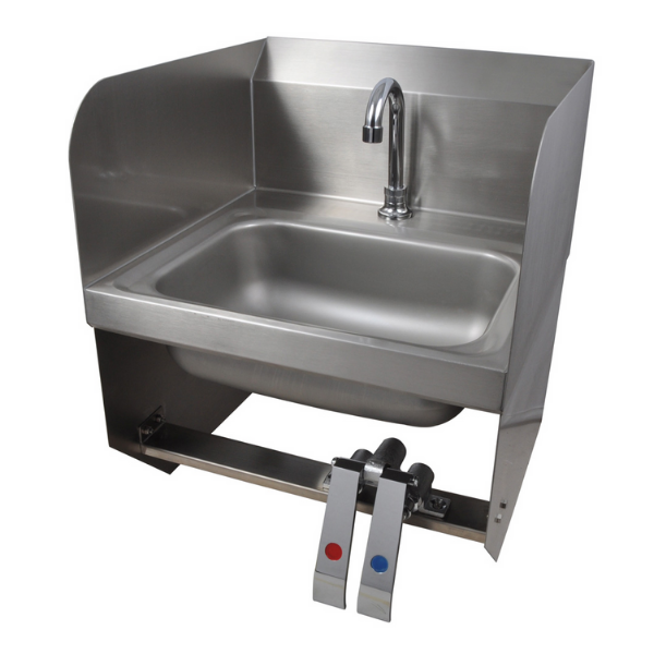BK Resources (BKHS-D-1410-1SSBKKPG) DM Hand Sink 1 Hole W SS & KV Bracket With Faucet