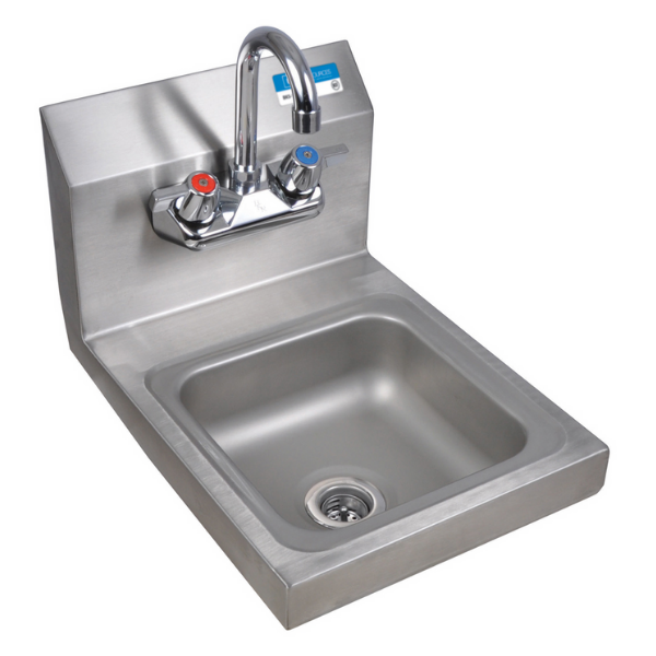 BK Resources (BKHS-W-SS-P-G) SM Space Saver Hand Sink 2 Hole With Faucet