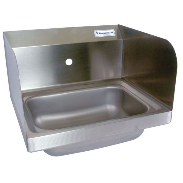 BK Resources (BKHS-W-1410-1-SS) SM Hand Sink 1 Hole With Side Splashes