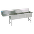 BK Resources 3 Compartment Sink 24 X 24 X 14D 24" Left Drainboard With Stainless Steel Legs & Bracing