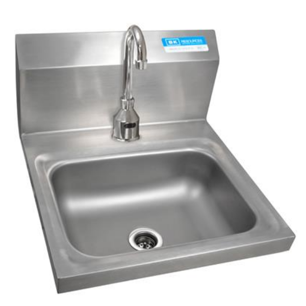 BK Resources (BKHS-D-1410-1-P-G) DM Hand Sink 1 Hole 1-7/8" Drain OPNG With Faucet