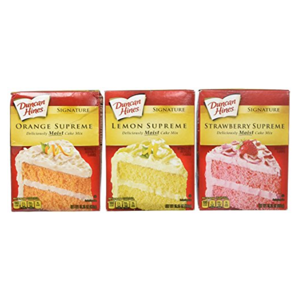 Duncan Hines Signature Cake Mix Bundle - Strawberry Supreme, Orange Supreme, Lemon Supreme 16.5oz (Pack of 3 Boxes) by Duncan Hines Signature