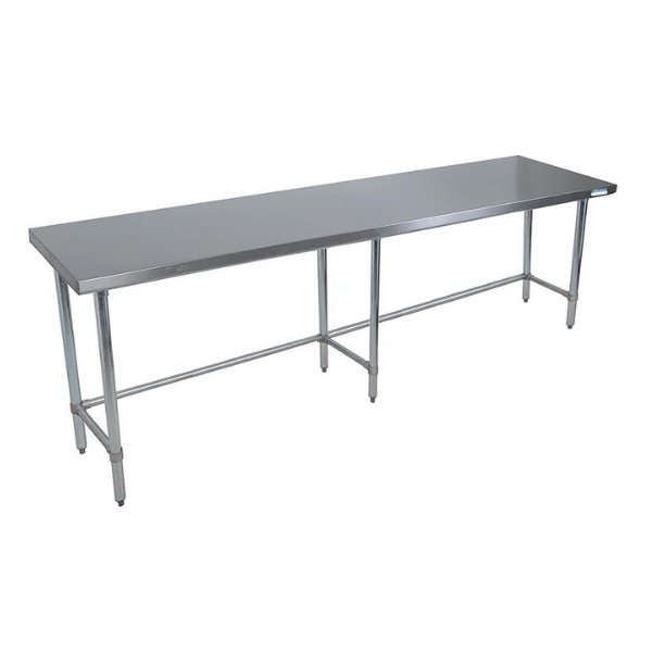 BK Resources (SVTOB-9624) 96" X 24" T-430 18 GA Stainless Steel Table Top Open Base