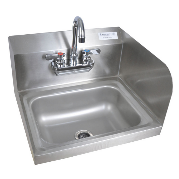 BK Resources (BKHS-W-1410-RS-P-G) SM Hand Sink 2 Hole 1-7/8" DR Right Side SS Faucet