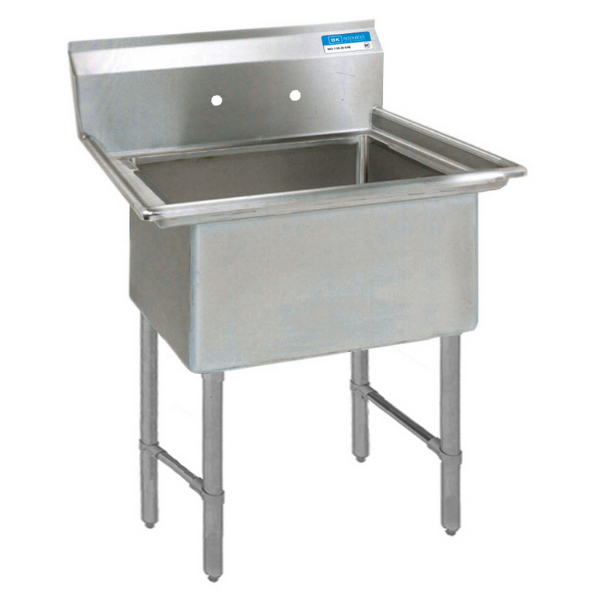 BK Resources 1 Compartment Sink 16 X 20 X 12D 18" NO DB With Stainless Steel Legs & Bracing