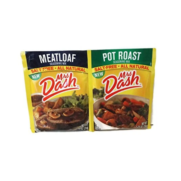 Mrs Dash Seasoning Mix Bundle - 2 Items: Salt Free Meatloaf and Pot Roast