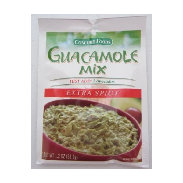 Concord Foods Extra Spicy Guacamole Mix, 1.2-ounce Pouches (Value Pack of 6 Pouches)