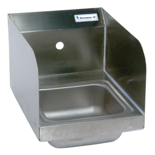 BK Resources (BKHS-W-SS-1-SS) SM Space Saver Hand Sink 1 Hole With Side Splashes