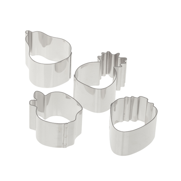 Ateco 1426 Stainless Steel 4-Piece Fruit Shaped Ring Mold Set