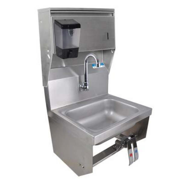 BK Resources (BKHS-W-1410-1-4DTDPG) SM Hand Sink 1 Hole With Towel Dispenser With Faucet