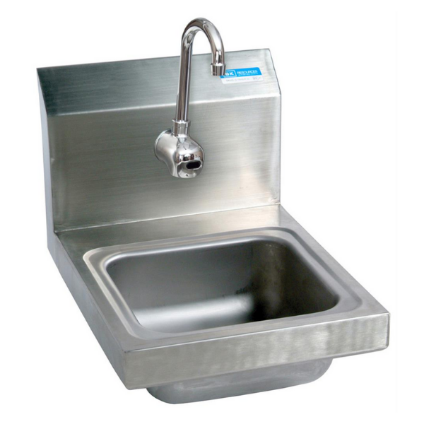 BK Resources (BKHS-W-SS-1-P-G) SM Space Saver Hand Sink 1 Hole With Sensor Faucet