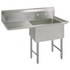 BK Resources 1 Compartment Sink 18X18X12D 18" LEFT DB With Stainless Steel Legs & Bracing