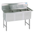 BK Resources 3 Compartment Sink 18 X 18 X 12D No Drainboards With Stainless Steel Legs & Bracing