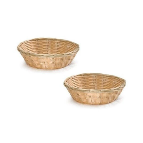 NEW, 8-Inch Round Woven Bread Roll Baskets, Food Serving Baskets, Basket, Restaurant Quality, Polypropylene Material - Set of 2