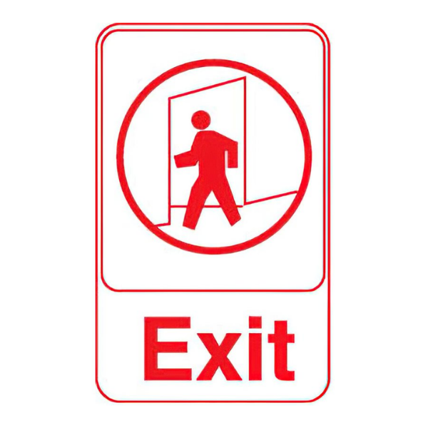 Royal Industries (ROY 695609) EXIT - Red Letters On A White Background, 6" x 9" Sign