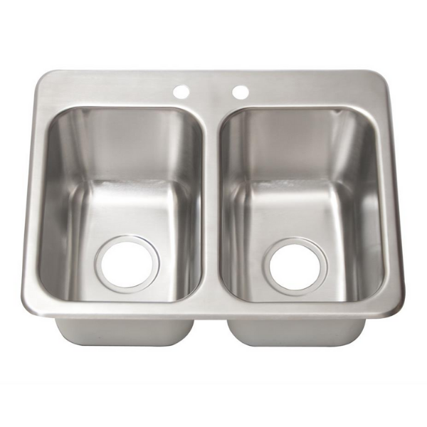 BK Resources (DDI2-10141024) 18 GA. T-304 2 Compartment Drop-In Sink 10"X14"X10"D Bowls