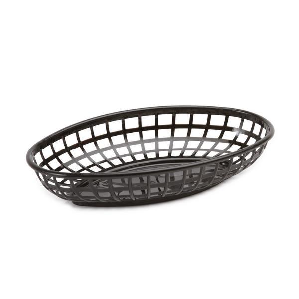 Royal Industries (DIN OVB1010) Dinesol Plastic Oval Table Baskets, Black - 36/Case