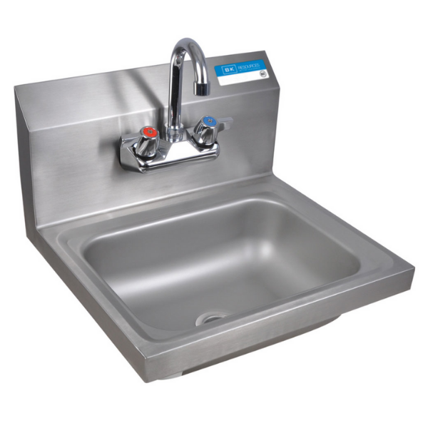 BK Resources (BKHS-W-1410-P-G) SM Hand Sink 1-7/8" Drain With Faucet