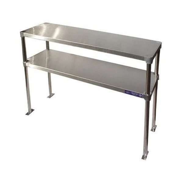 Stainless Steel 12" x 48" Table Mounted Adjustable Double Overshelf