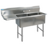 BK Resources 2 Compartment Sink 24 X 24 X 14D 24" Left Drainboard With Stainless Steel Legs & Bracing