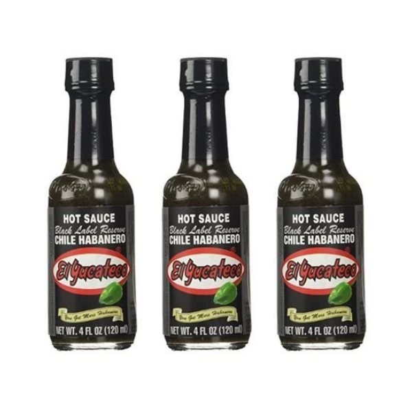 El Yucateco Black Label Reserve Hot Sauce, 4 Ounce (Pack of 3)