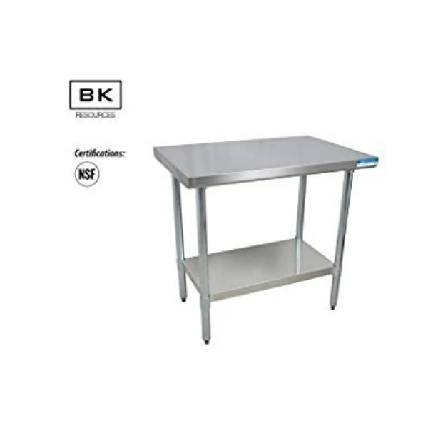 BK Resources T-430 Stainless Steel Flat Top Work Table w/ Galvanized leg & Undershelf NSF Approval VTT-1860-09