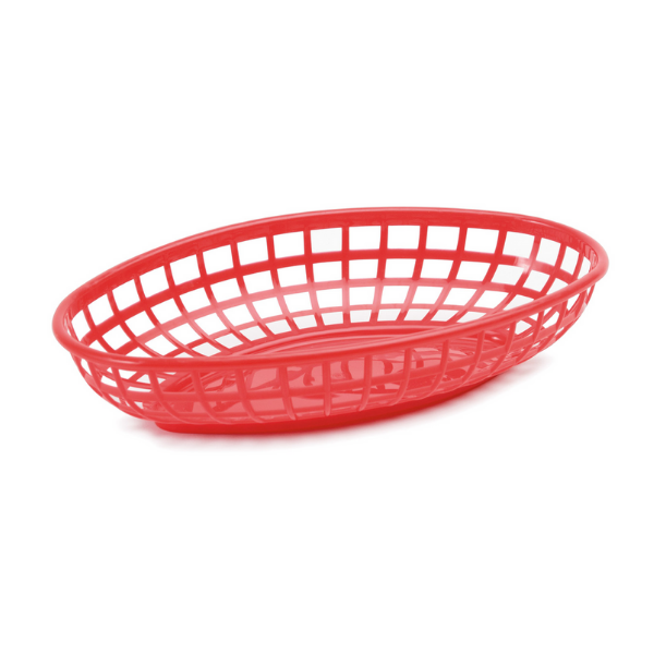 Royal Industries (DIN OVB1005) Dinesol Plastic Oval Table Baskets, Red - 36/Case