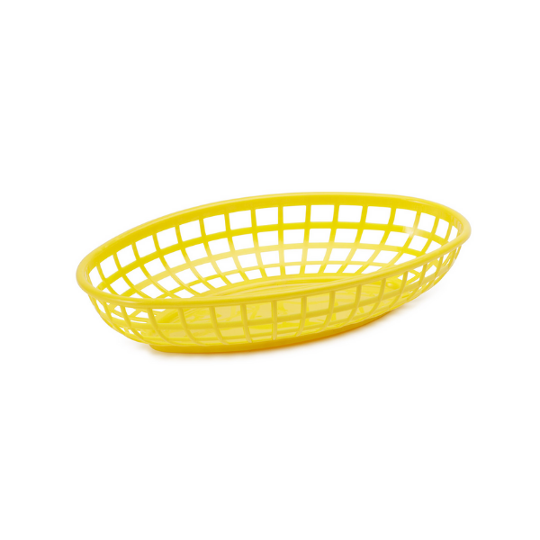 Royal Industries (DIN OVB1002) Dinesol Plastic Oval Table Baskets, Yellow - 36/Case