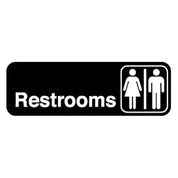 Royal Industries (ROY 394517) RESTROOMS , 3" x 9" Sign