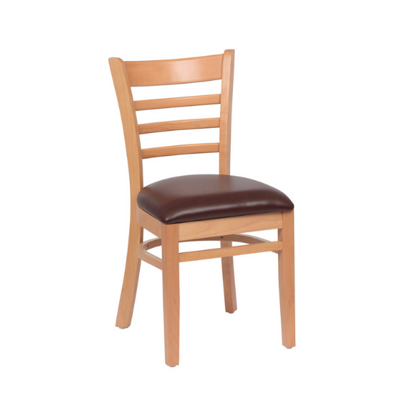 Royal Industries (ROY 8001 N BRN) Ladder Back Chair, Natural Finish, Upholstered Seat