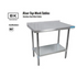 BK Resources T-430 Stainless Steel Riser Top Work Table w/ Galvanized leg & Undershelf NSF Approval VTT-1824-09