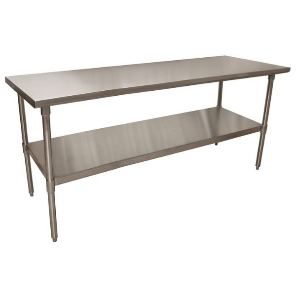 BK Resources (QTT-7236) 14 GA. 72 X 36 Table Stainless Steel Top 18 GA Galvanized Shelf